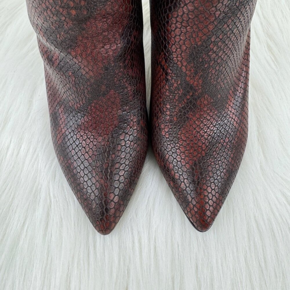 New Women's 42 Gold Kolby Mid Calf Boots Booties Size 8.5 Brunette Snake Suede - Picture 12 of 14